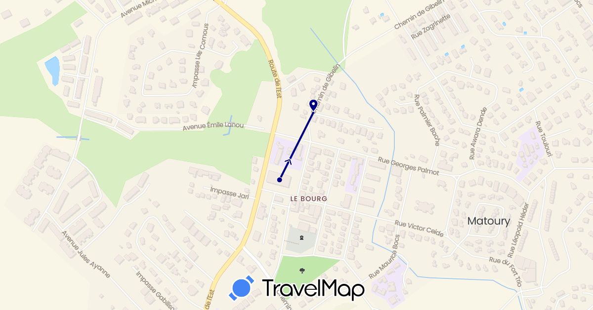 TravelMap itinerary: driving in France, French Guiana (Europe, South America)